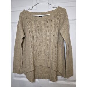 Faded glory Light Brown crochet scoop neck Women's long sleeve sweater top SizeM